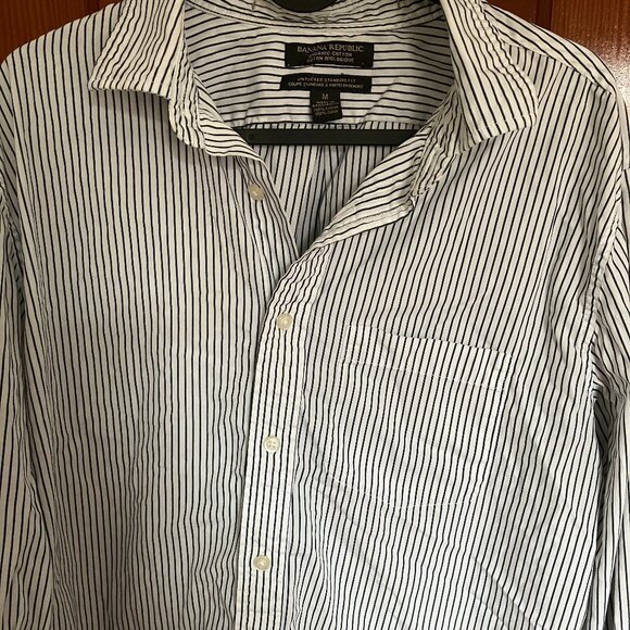 Banana Republic Organic Cotton Striped Cotton Boyfriend Button Down - Picture 4 of 5